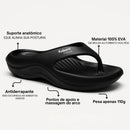 Chinelo anatômico feminino em EVA leve (110g). Alívio imediato para fascite plantar, esporão e dores nos pés. Conforto aprovado por 50 mil mulheres. Compre!